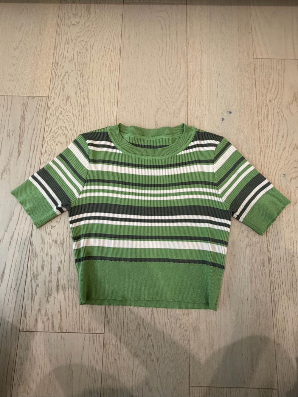 Green Striped Knit Tee